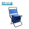 Camping outdoor metal folding chair with cooler bag picnic steel foldable chair